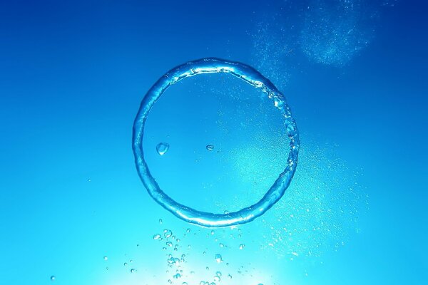 Crystal blue water with small bubbles 