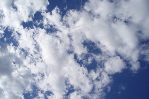 Weiche, weiße Wolken am blauen Himmel an einem Sommertag