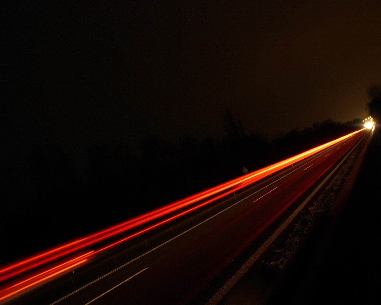 route nuit lumière voie