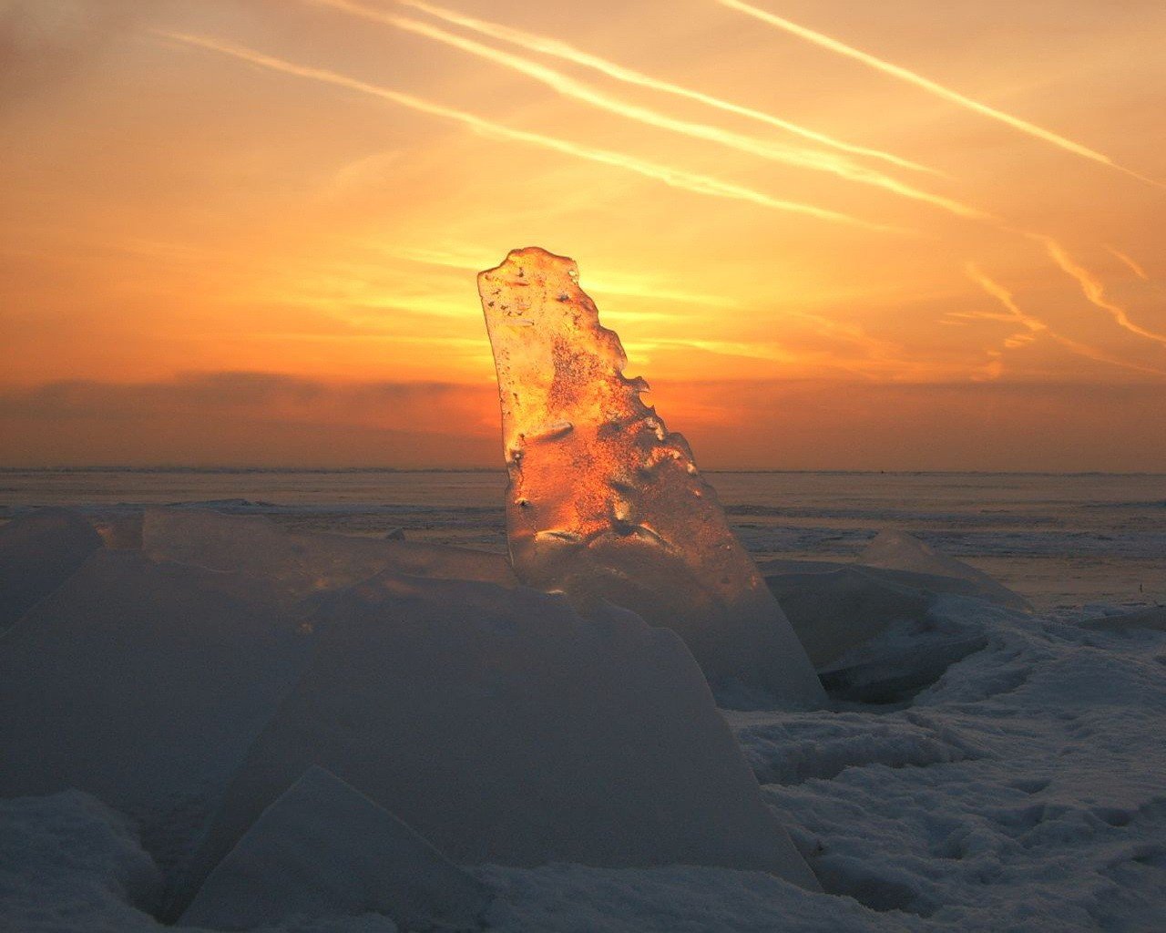 hielo puesta de sol transparente