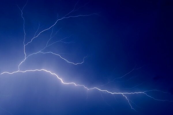 Lightning bolt in the azure sky