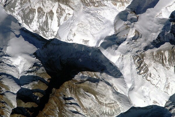 Top view of majestic mountains