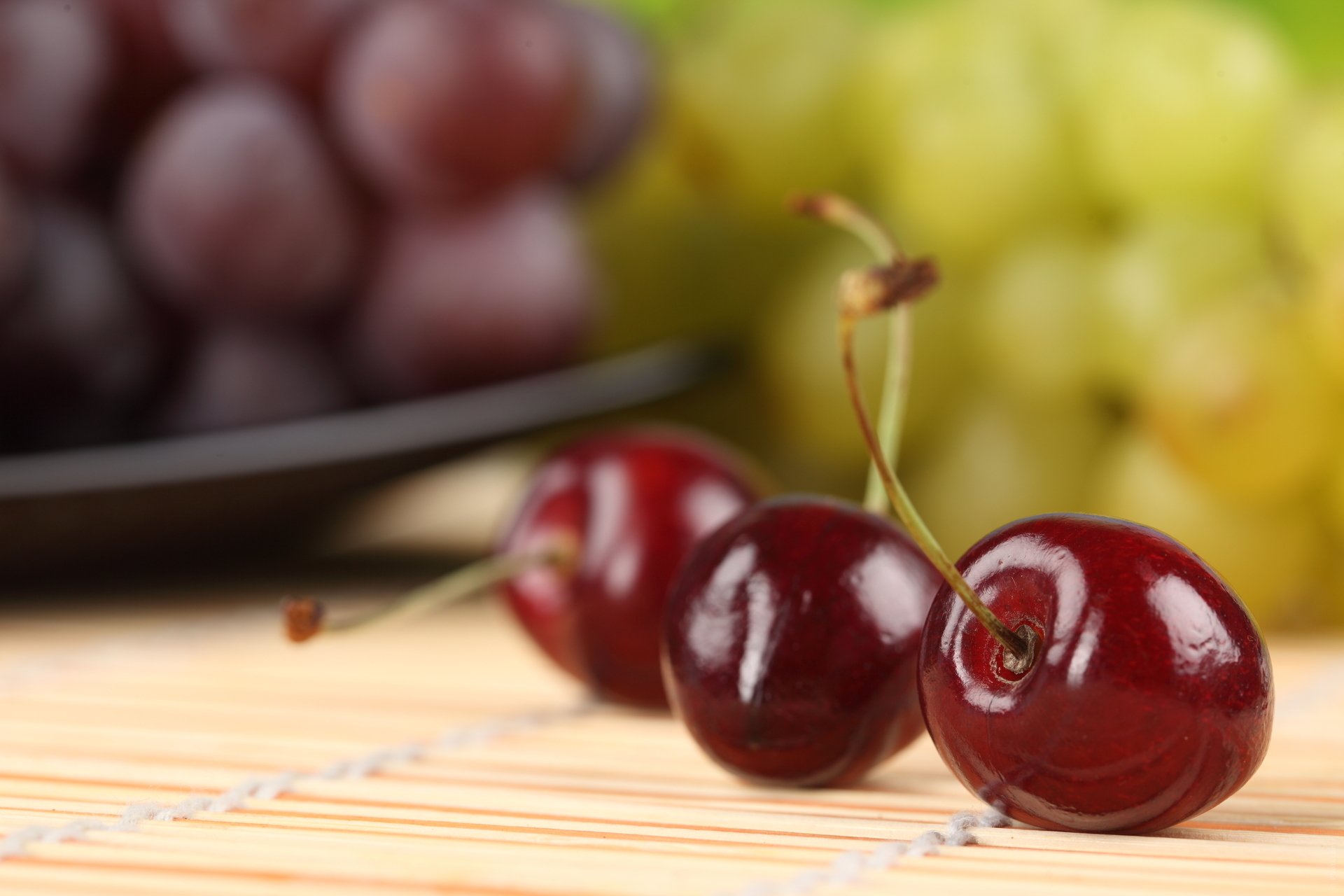 cherry grapes bokeh ripe