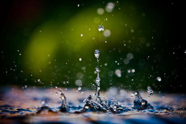 Macro shooting of splashes from a falling drop