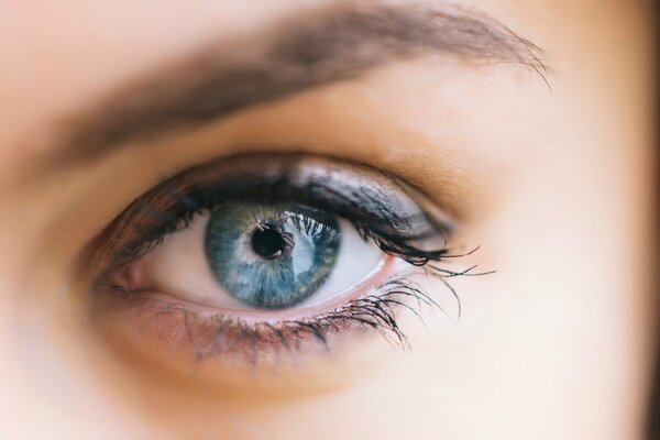 Blue color reflection of the eyes