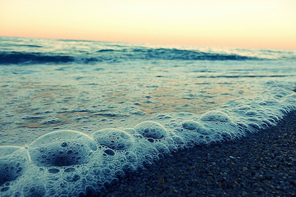 Macro image of the surf early morning