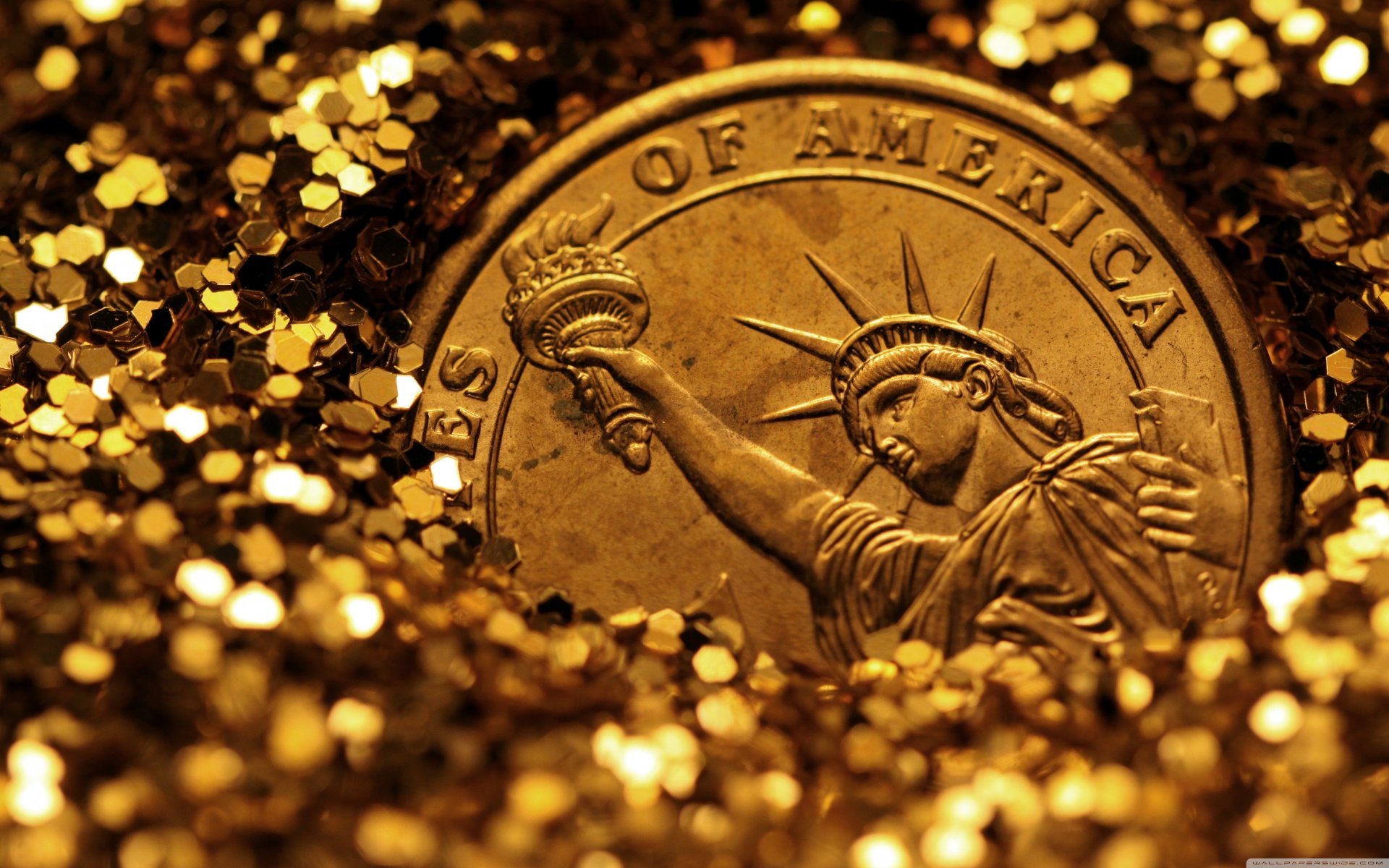 currency statue of liberty gold