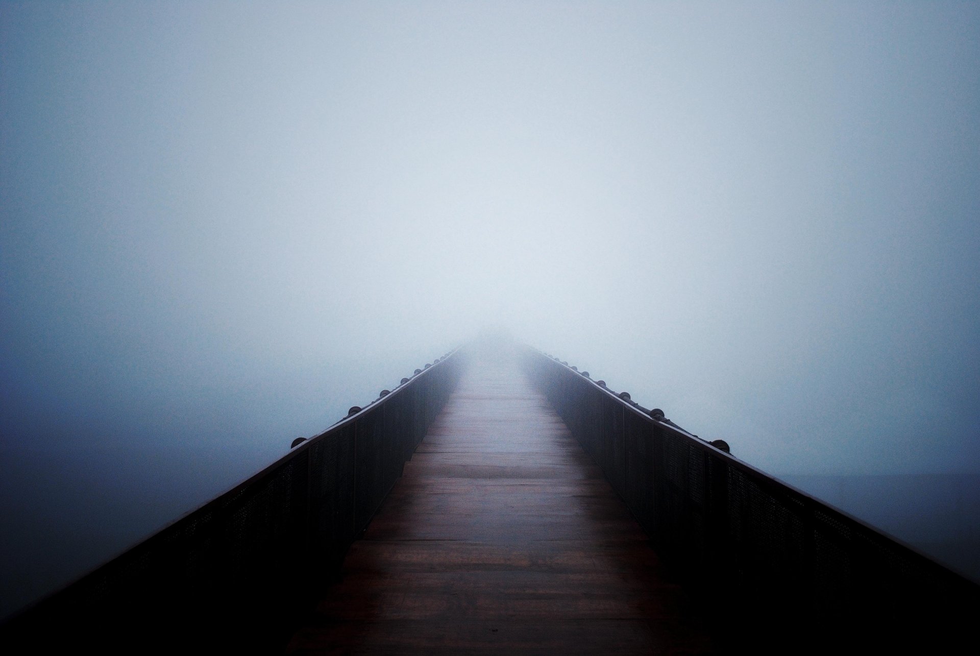 bridge emptiness fog unknown serenity