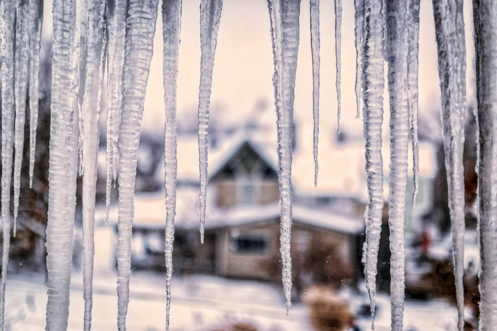 glaçons glace neige hiver verre maison flou gros plan nature