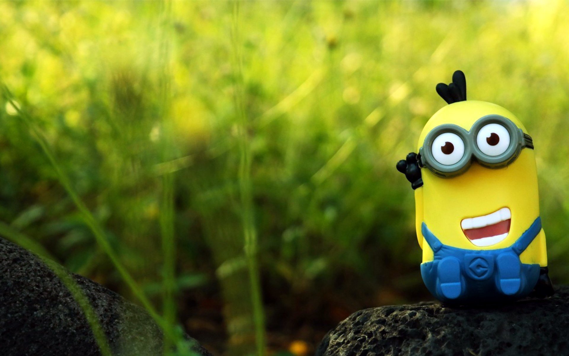 minion figurka zabawka natura odpoczynek powitanie pozytywne rozmycie bokeh makro tapeta