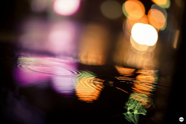 Multicolored highlights reflected in the water