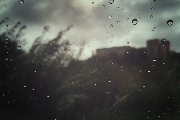 Castle in Ireland, rainy weather