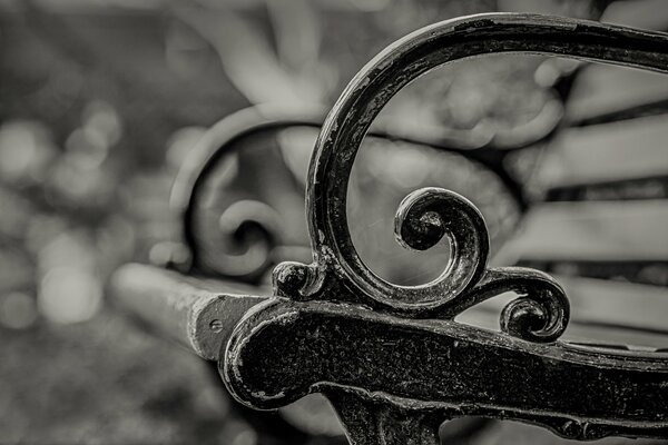 Macro shot of a bench with a blurry background