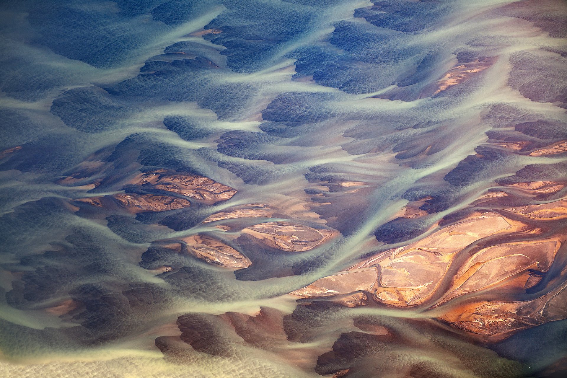 islande paysage abstrait rivière ruisseaux ruisseaux poussière volcanique boue glaciaire texture modèles