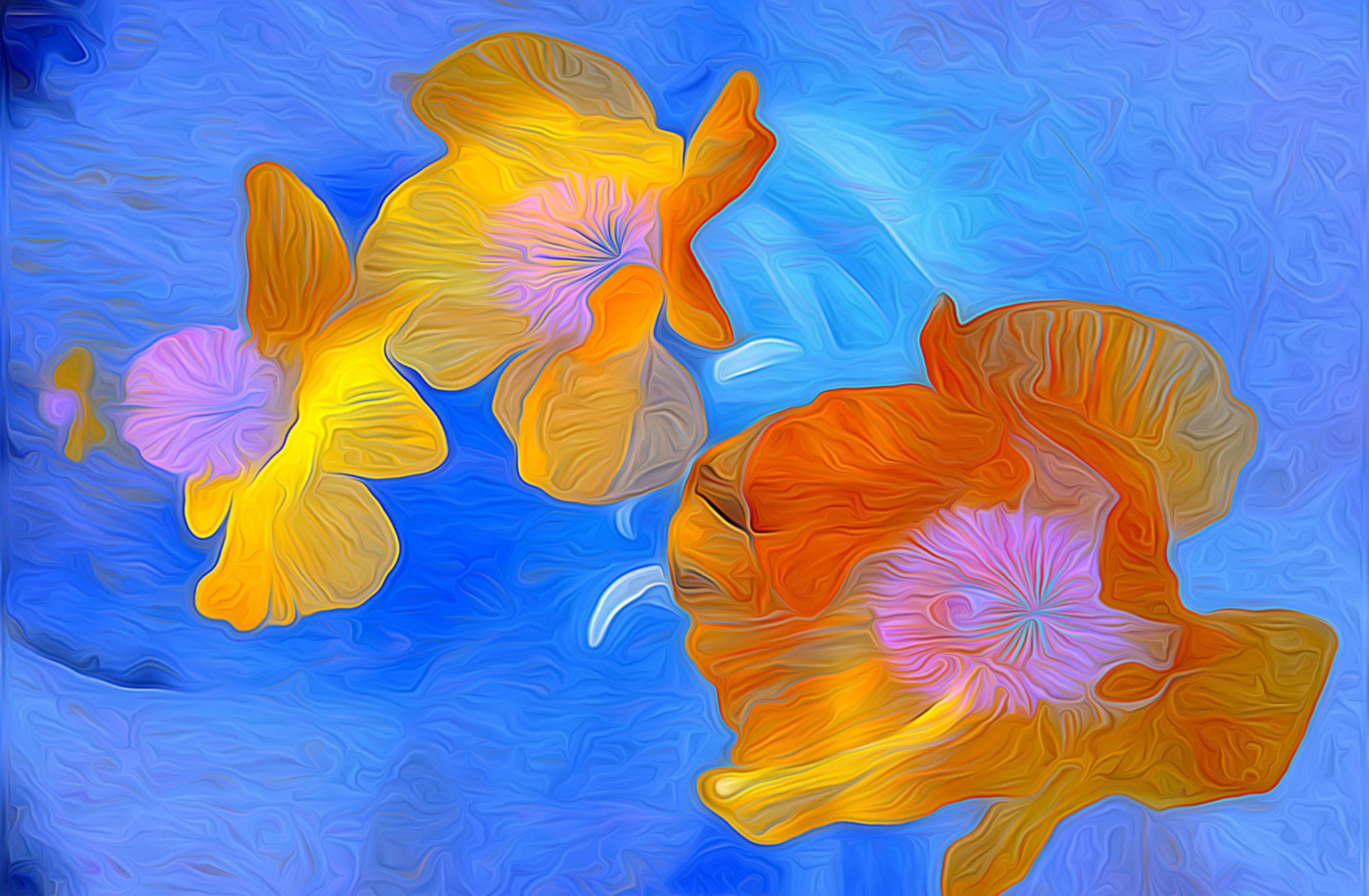 water flower petals line rendering