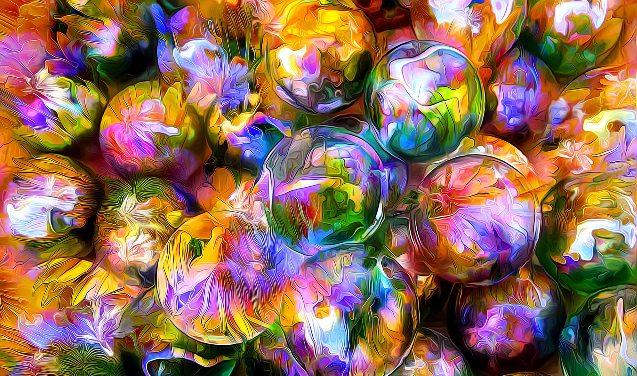 boule fleurs pétales réflexion lignes rendu