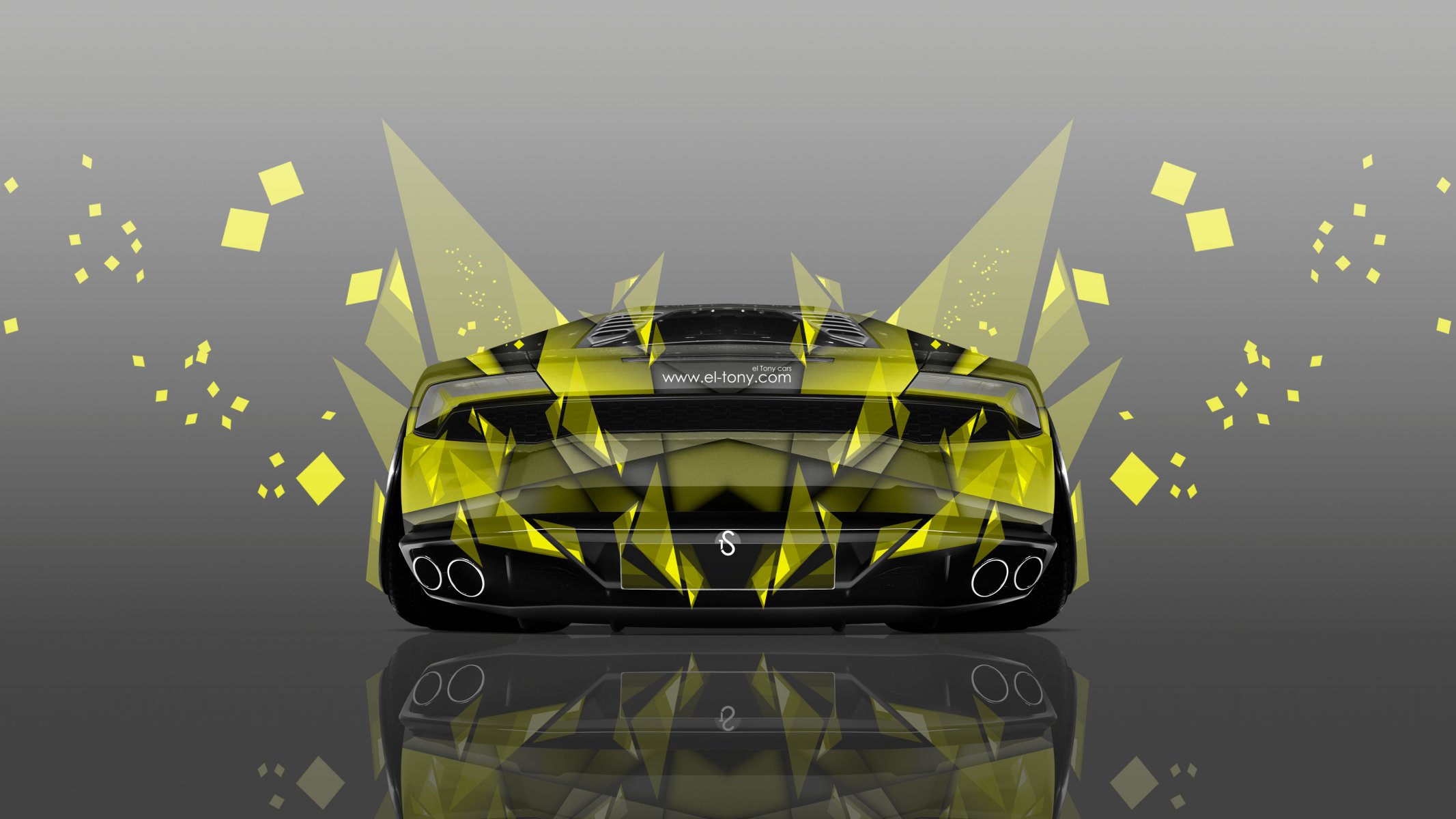 tony cohan lamborghini huracan powrót abstrakcyjny żółty srebrny efekty el tony cars photoshop sztuka design tapeta abstrakcyjny lamborghini widok z tyłu żółty 4k 2014