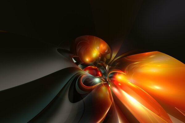 Dark background light abstract figure orange color