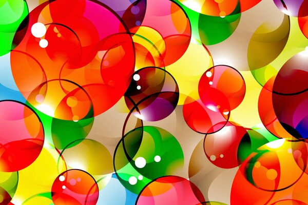 Colorful bubbles on a bright background