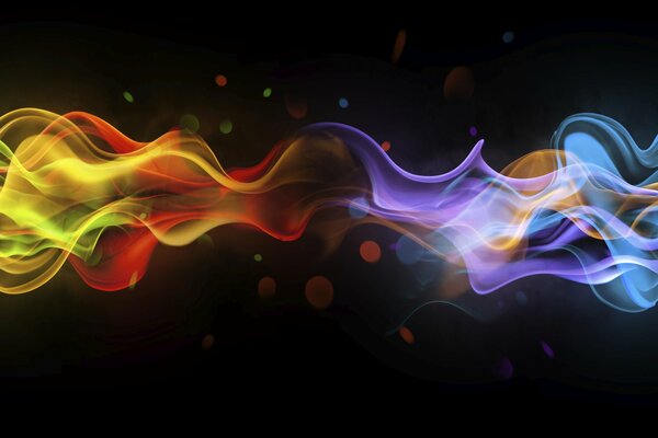 Abstraction and smoke of yellow red purple and blue colors