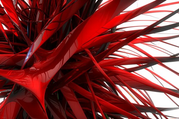 Abstraction in the form of three-dimensional red lines