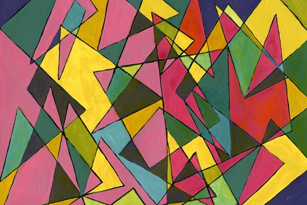 Peinture de triangles colorés avec des lignes