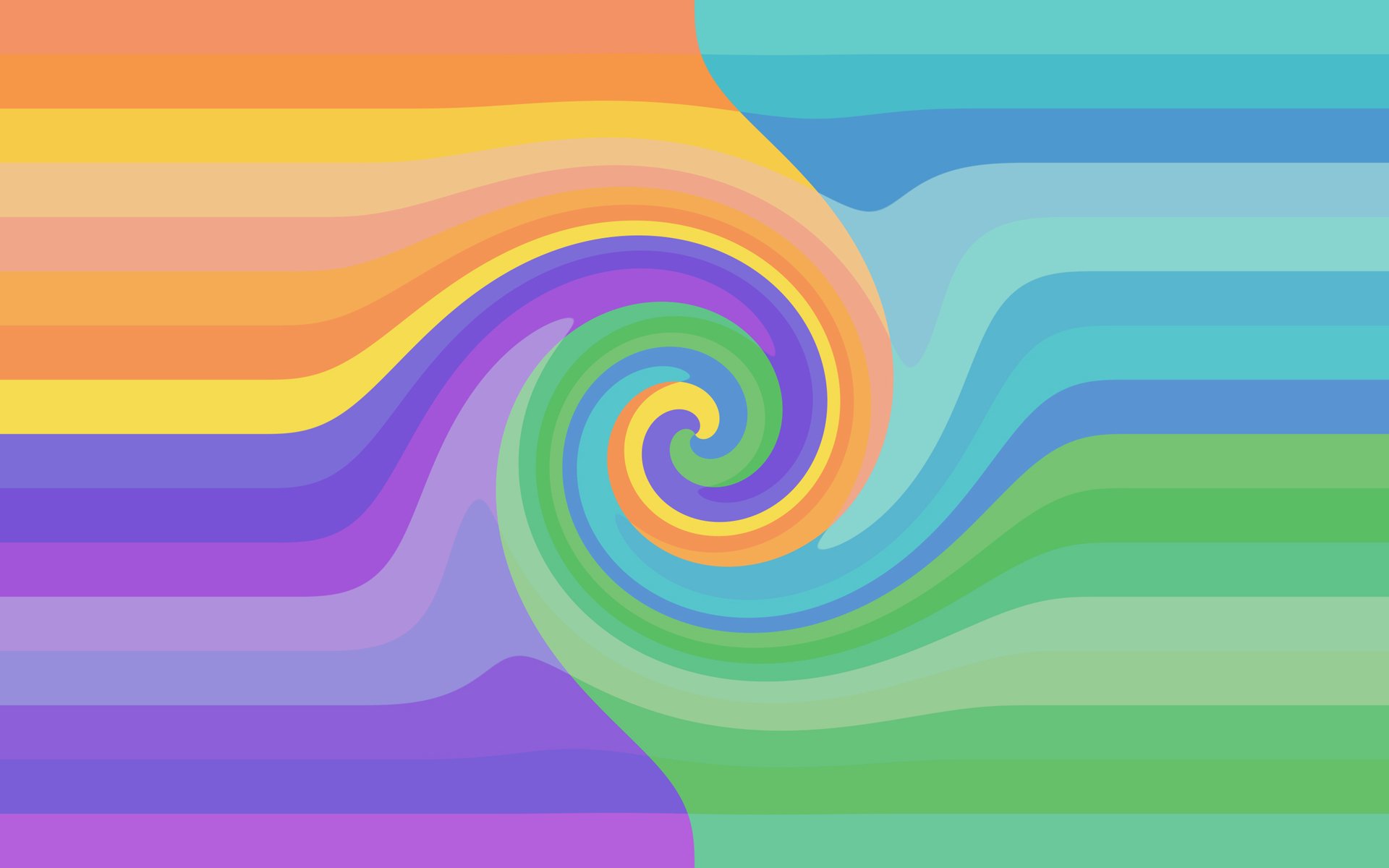 wave symmetry rainbow pattern flowers spiral