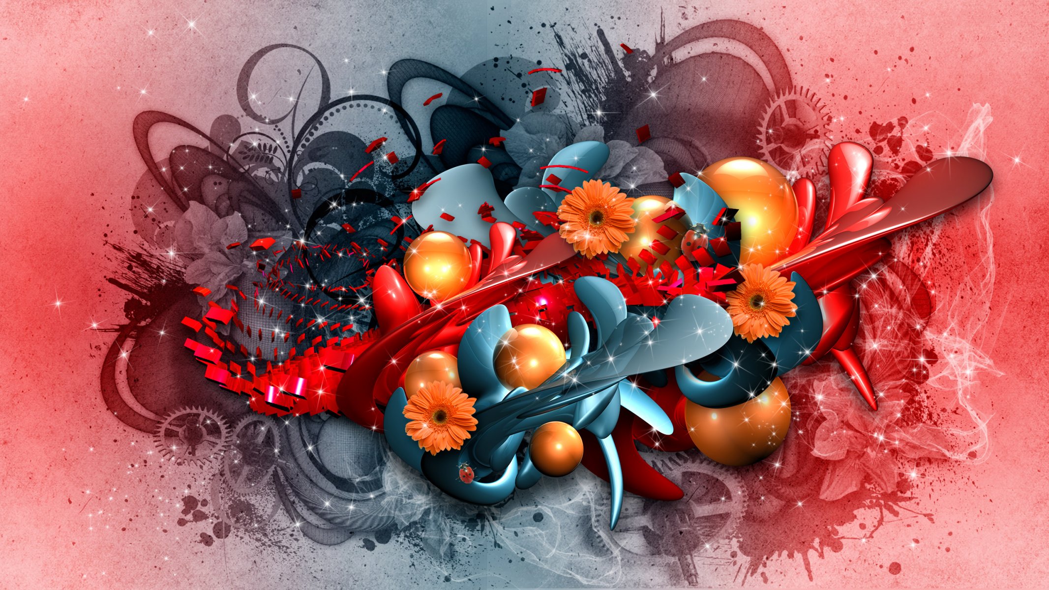 abstract collage flower render graphics hq wallpaper