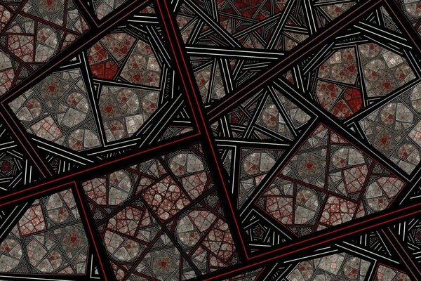 Geometric pattern in red and black tones