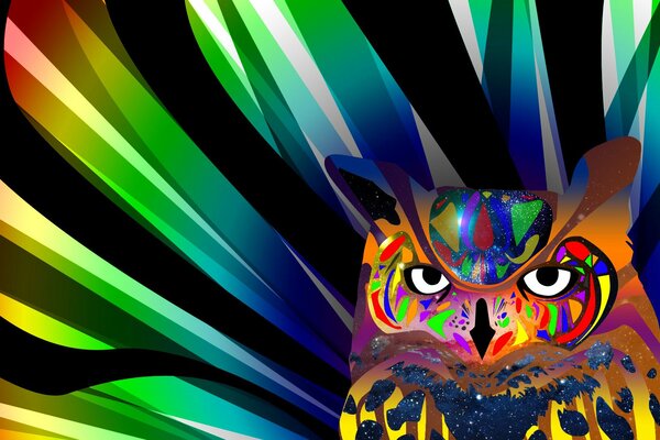 Abstract image of a multicolored owl