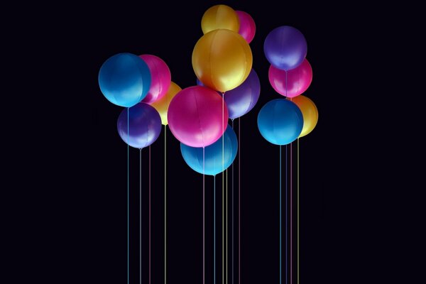 Colored balls on a dark background