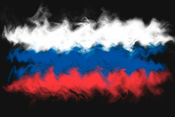 Drapeau de la Russie de fumée sur fond noir