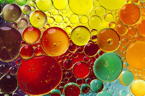 Rainbow bubbles. Water macro photography