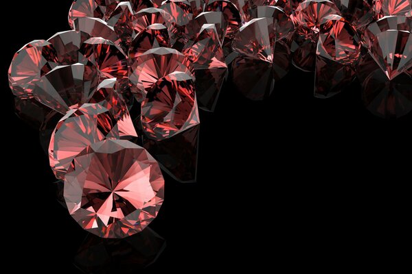 Amazing red diamonds are flying towards us