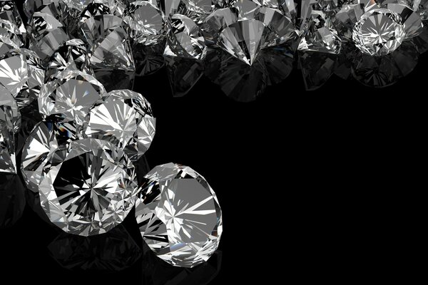 A scattering of diamonds on a black background