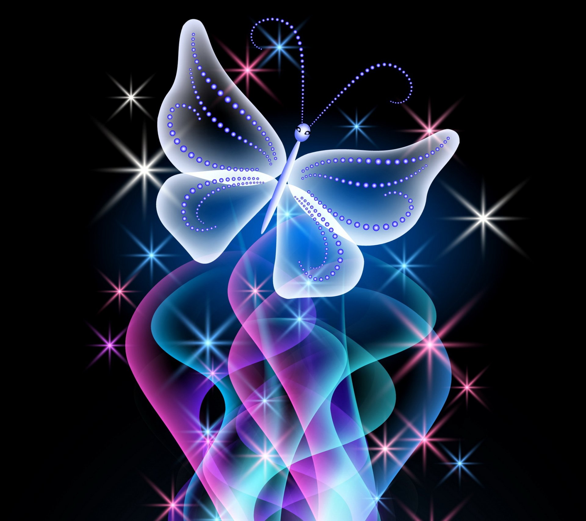 neon schmetterling abstrakt blau rosa funkeln glü hen design neon