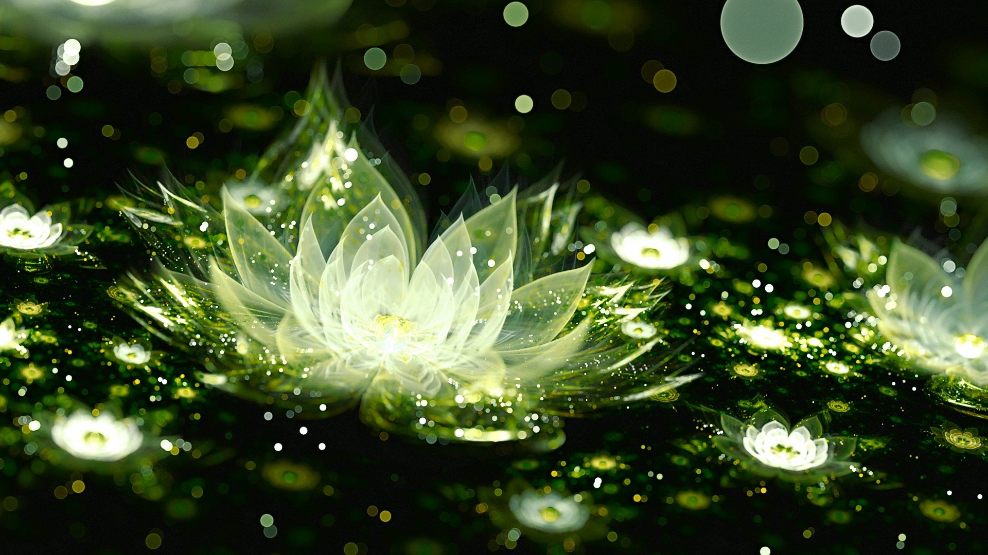 3d gráficos flores lirios bokeh luz