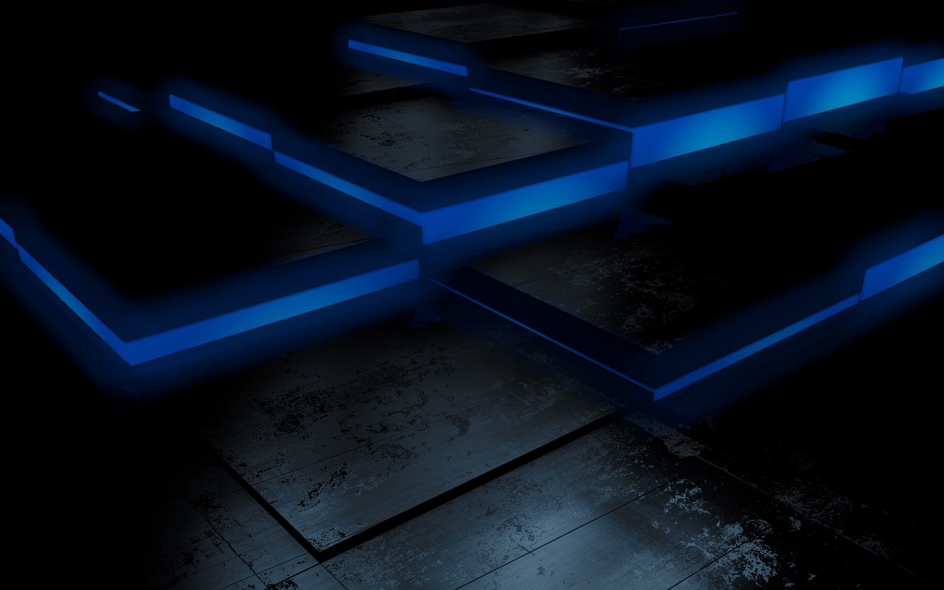 floor blue fluorescent black dark background jumps cube