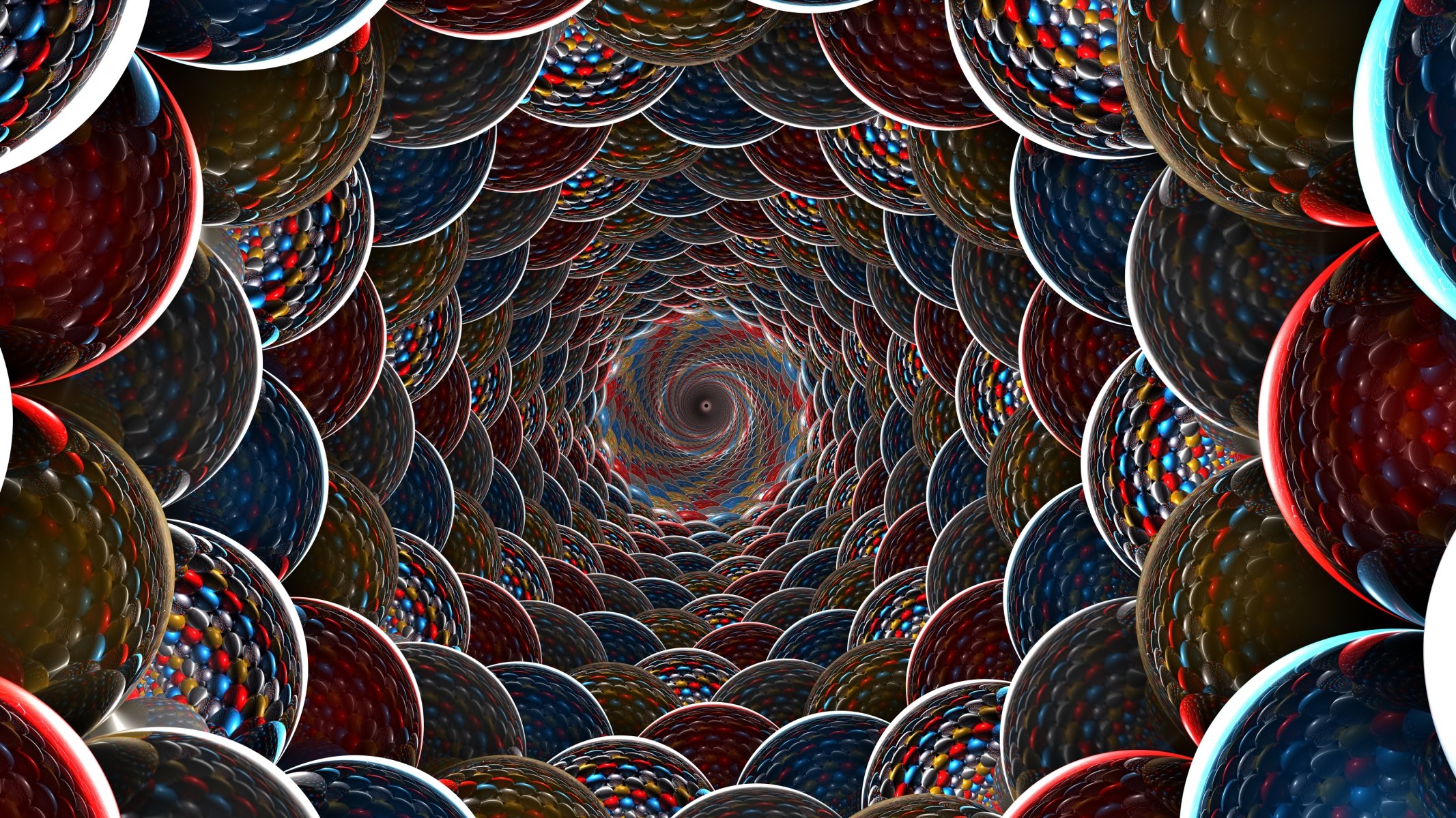 spirale palle luce colore pozzo profondità 3d volume
