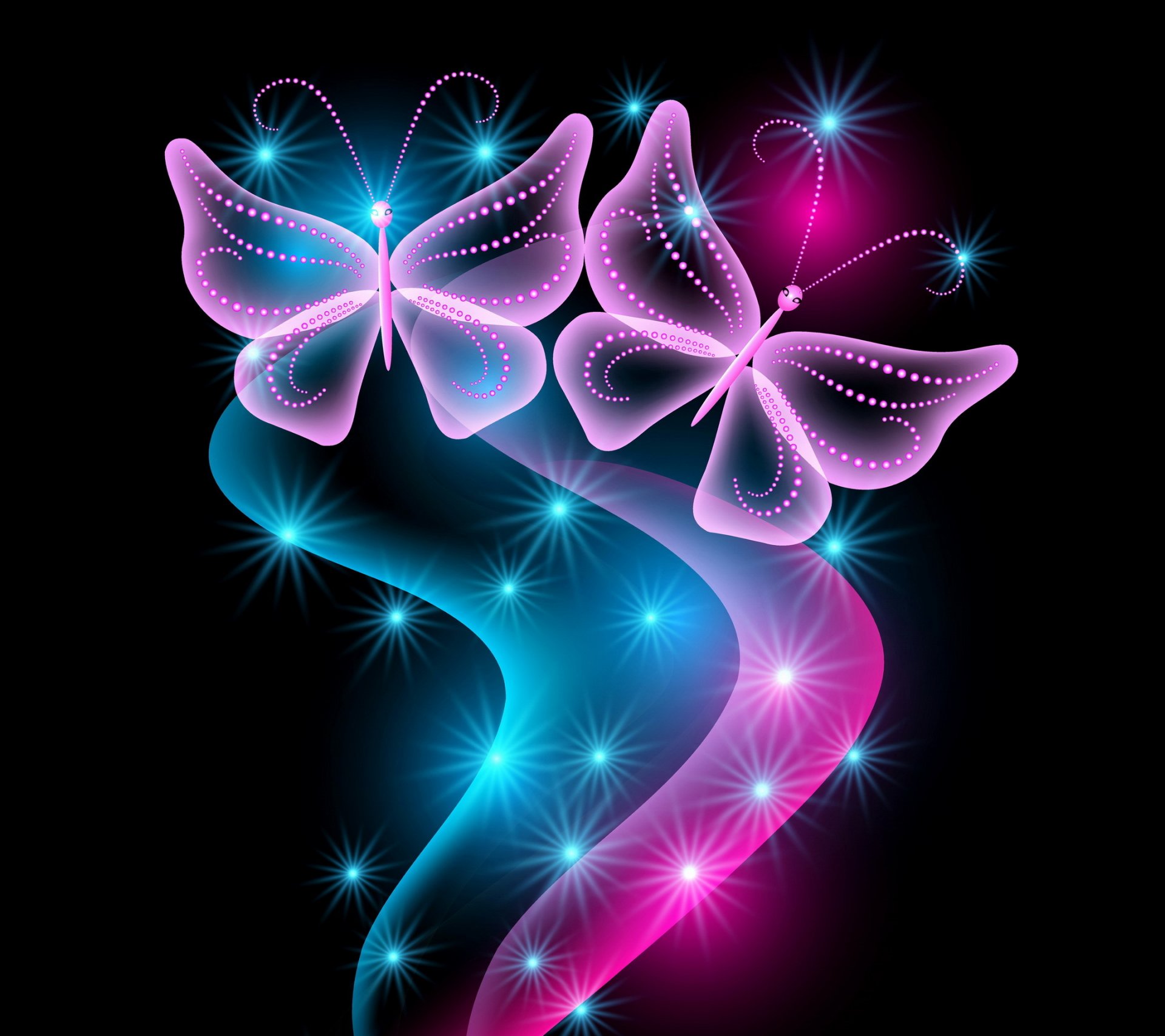 neon farfalle astratto blu rosa scintilla bagliore farfalle neon