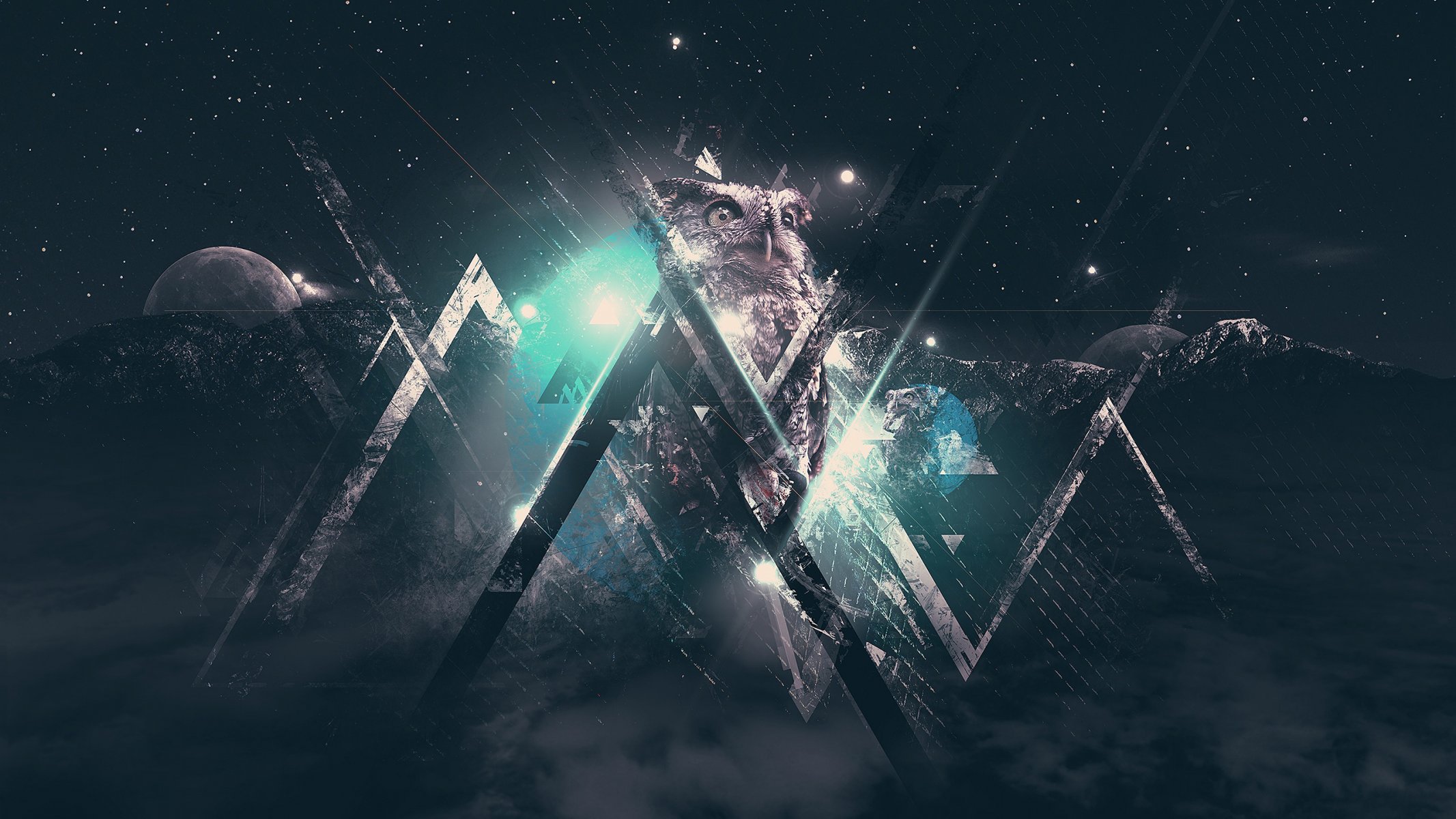 abstract owl triangles collage desktopography