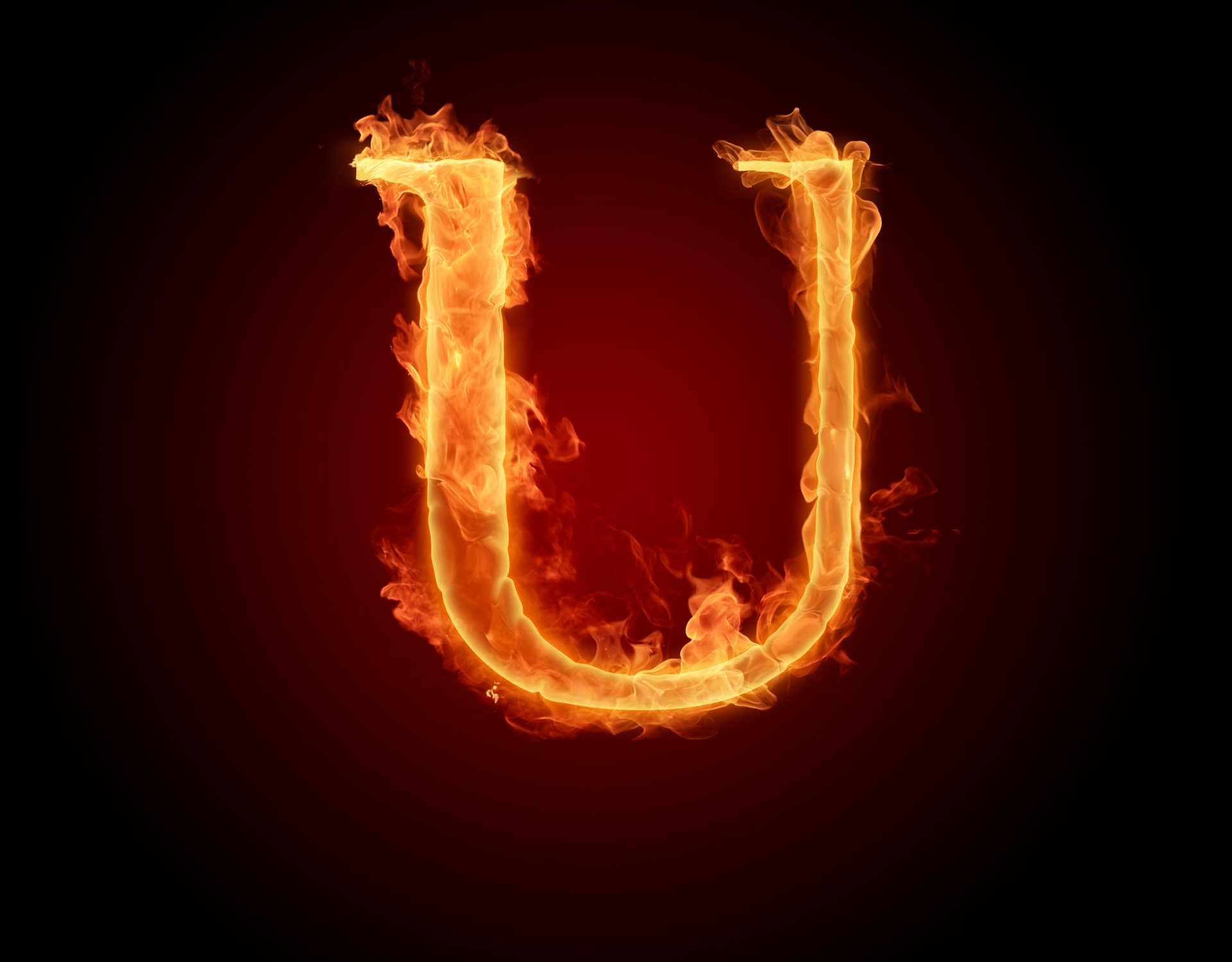 u letter flame lit. fire alphabet