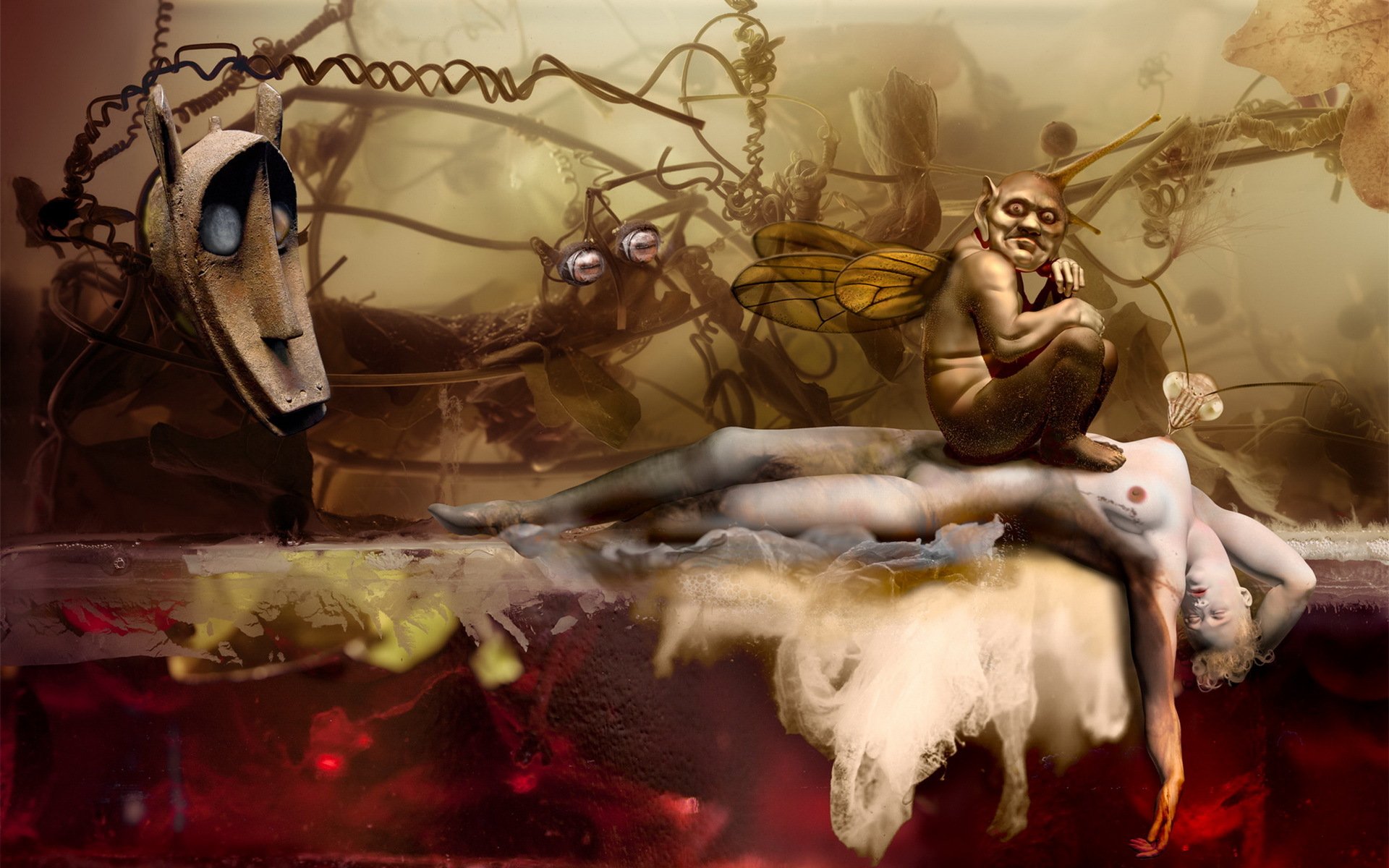 manipulation maske monster flügel laub