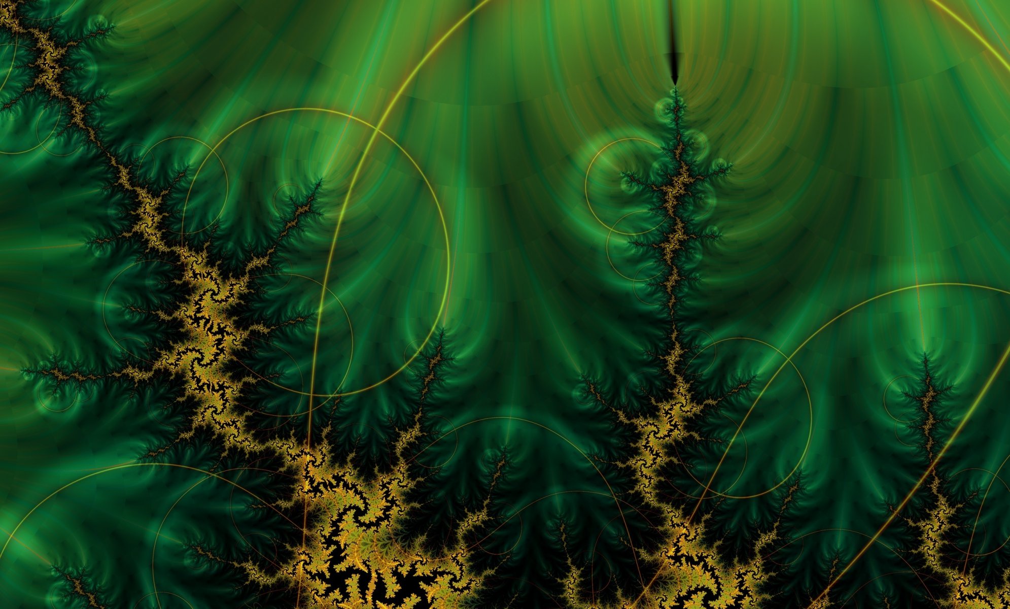 fractals following line ravines dark-green background