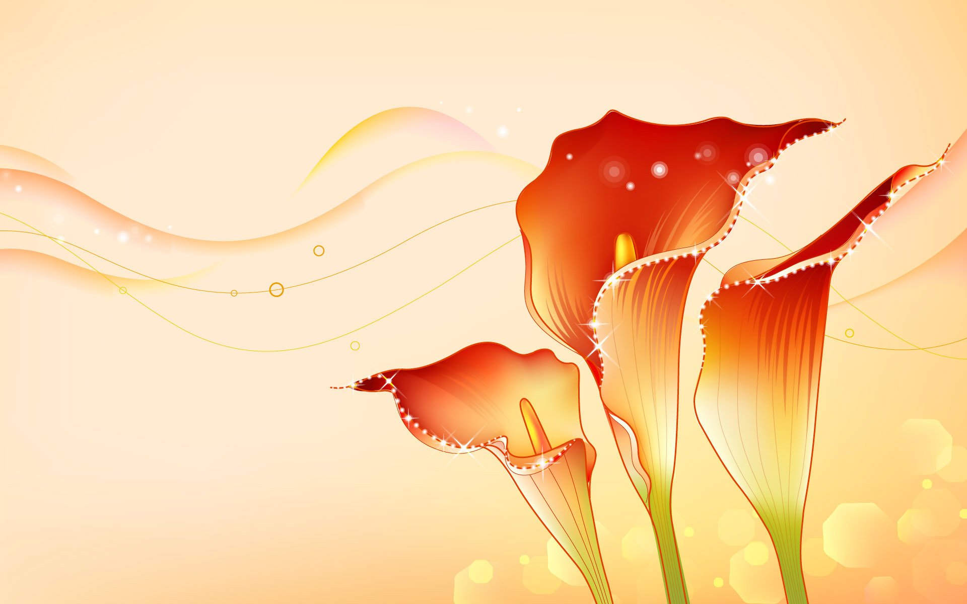 blumen calla postkarte stamm blütenblätter linien wellen