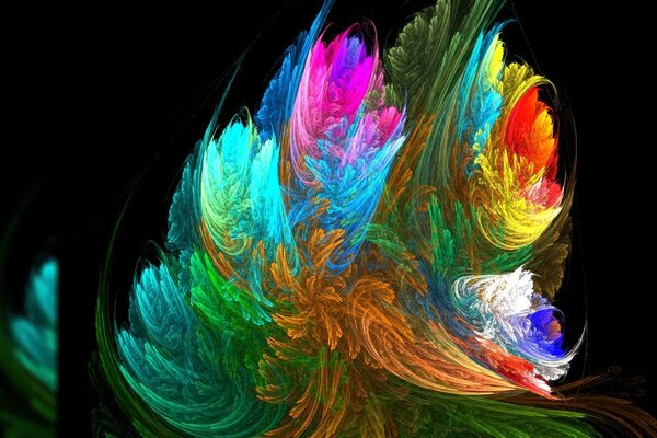 Colored flame in the form of flowers and ornaments