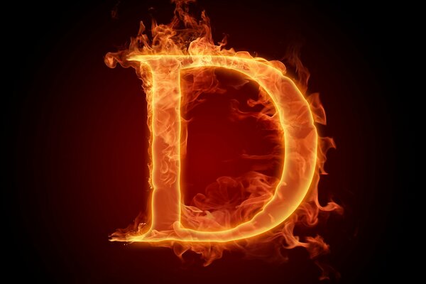 The letter D is on fire