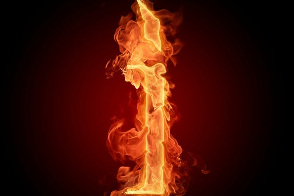 Letra ardiente sobre fondo rojo y negro