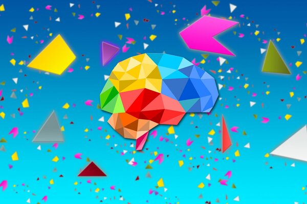 Cervello disegnato in stile astratto