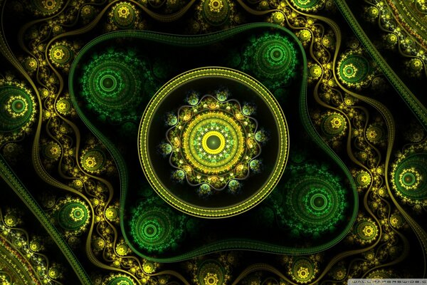 Celtic flower is a fantasy image of green and yellow shades